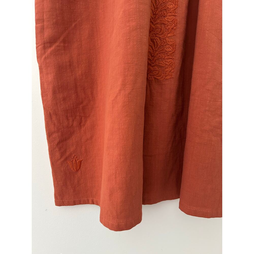NWT J. Marie S $114 Story Dress Burnt Orange Shift Embroidered Sleeveless Cotton - Picture 3 of 9
